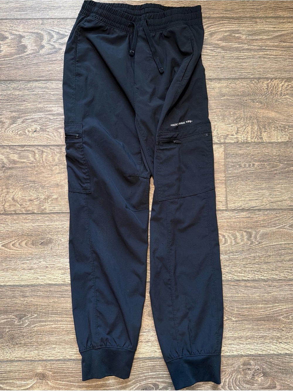 abercrombie kids Black Cargo Joggers with Zip Pockets